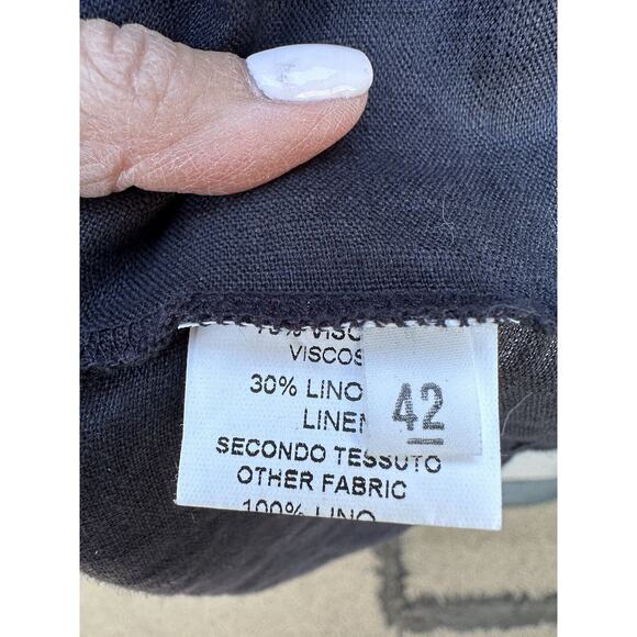 Whyci Milano Women Lagenlook Black Linen Cocoon Style Dress Sz 42 IT/6 US Chic - Picture 13 of 13